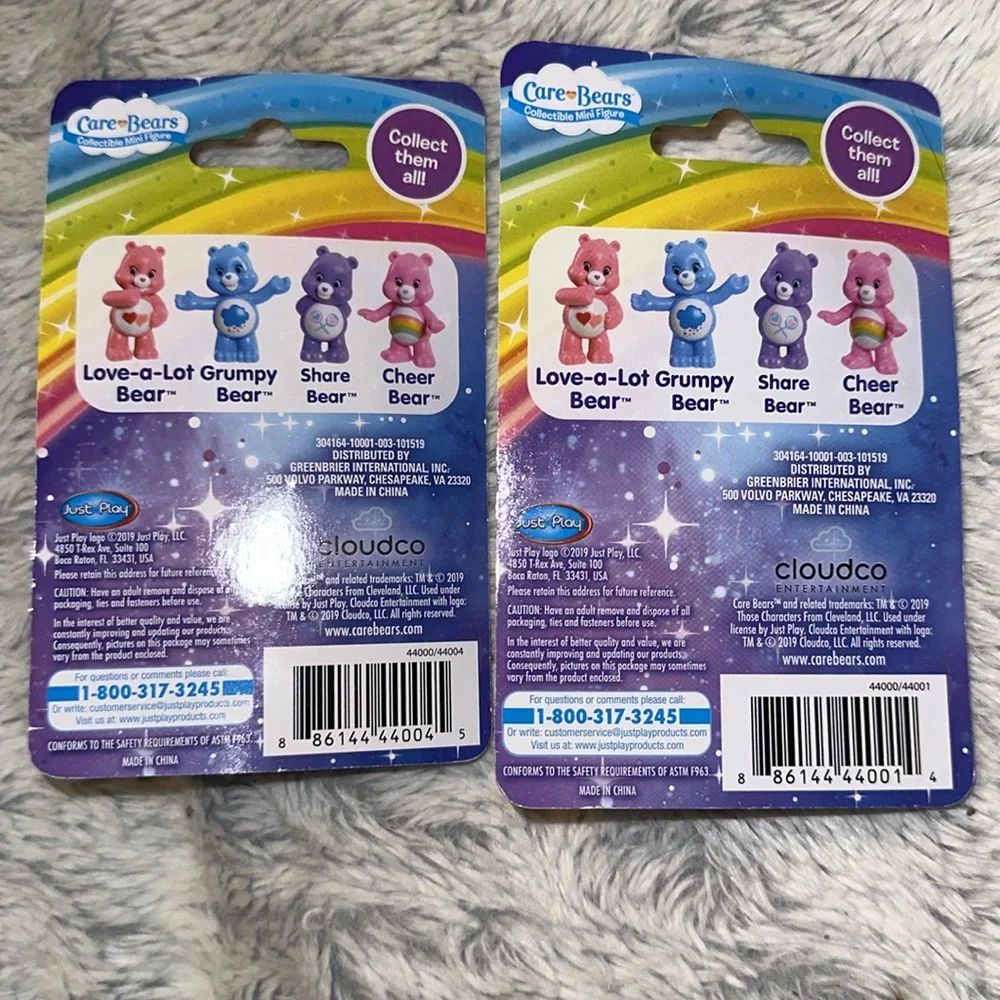Set‎ of 2 Mini Care Bear Figurines. NWT Share Bear and Cheer